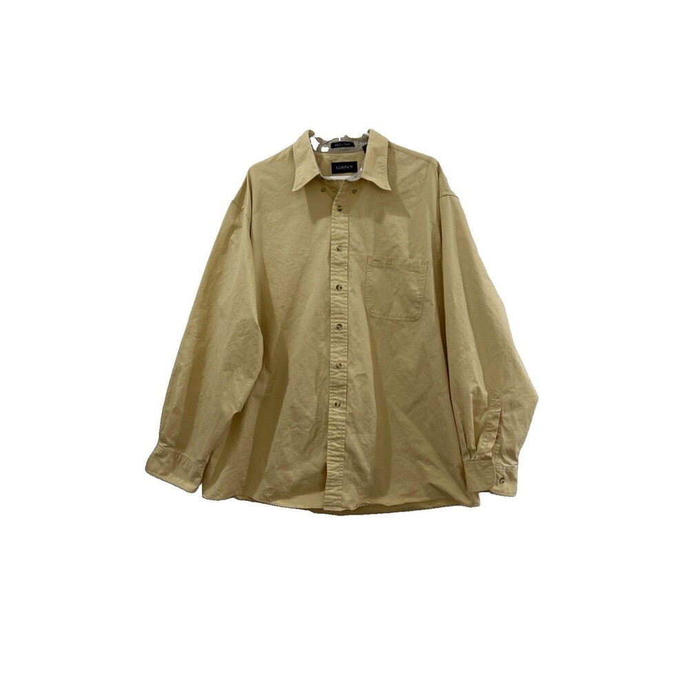 Gant Button Down Shirt Mens XL Long Sleeve Khaki 100% Cotton Collar